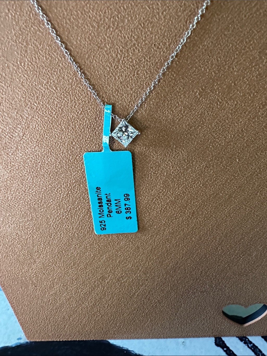 Sterling Silver Moissanite Square Pendant Necklace - Nwt